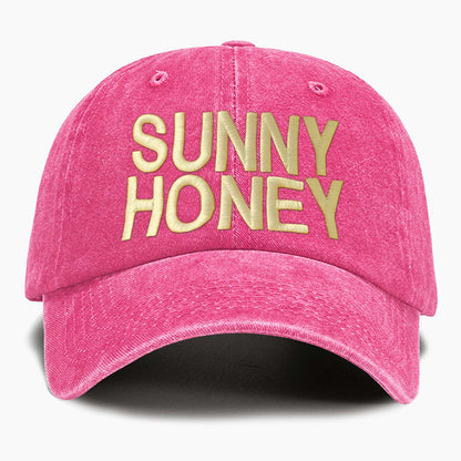 Embroidered Sunny Honey Washed Baseball Cap