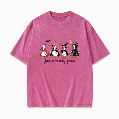 Just a Spooky Goose Halloween Washed Tees