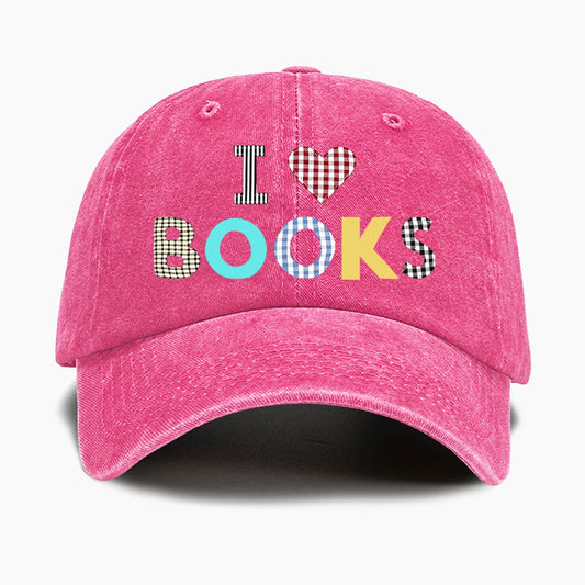 I Love Books Washed Baseball Cap