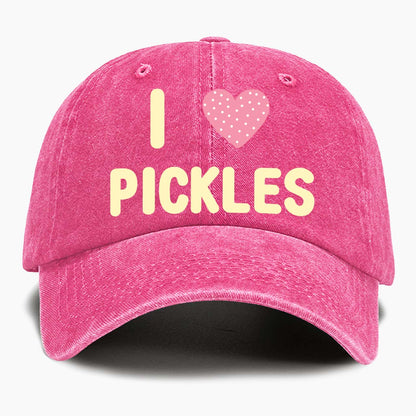 I Love Pickles Washed Baseball Cap