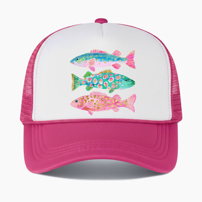 Colorful Fish Colorblock Trucker Hat