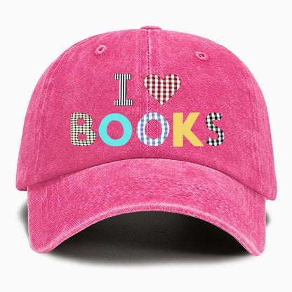 I Love Books Washed Baseball Cap