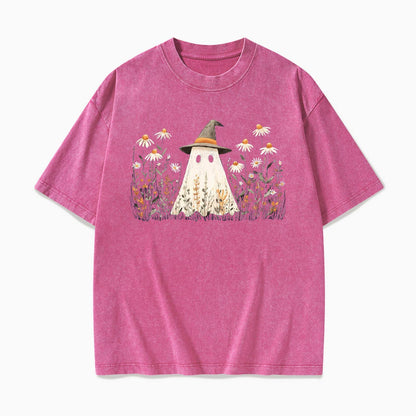 Floral Ghost Halloween Washed Tees