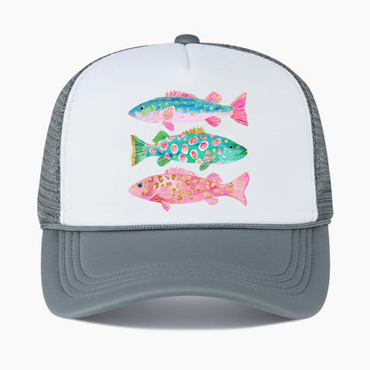 Colorful Fish Colorblock Trucker Hat