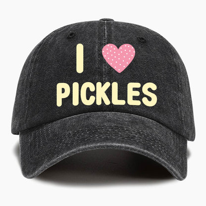 I Love Pickles Washed Baseball Cap