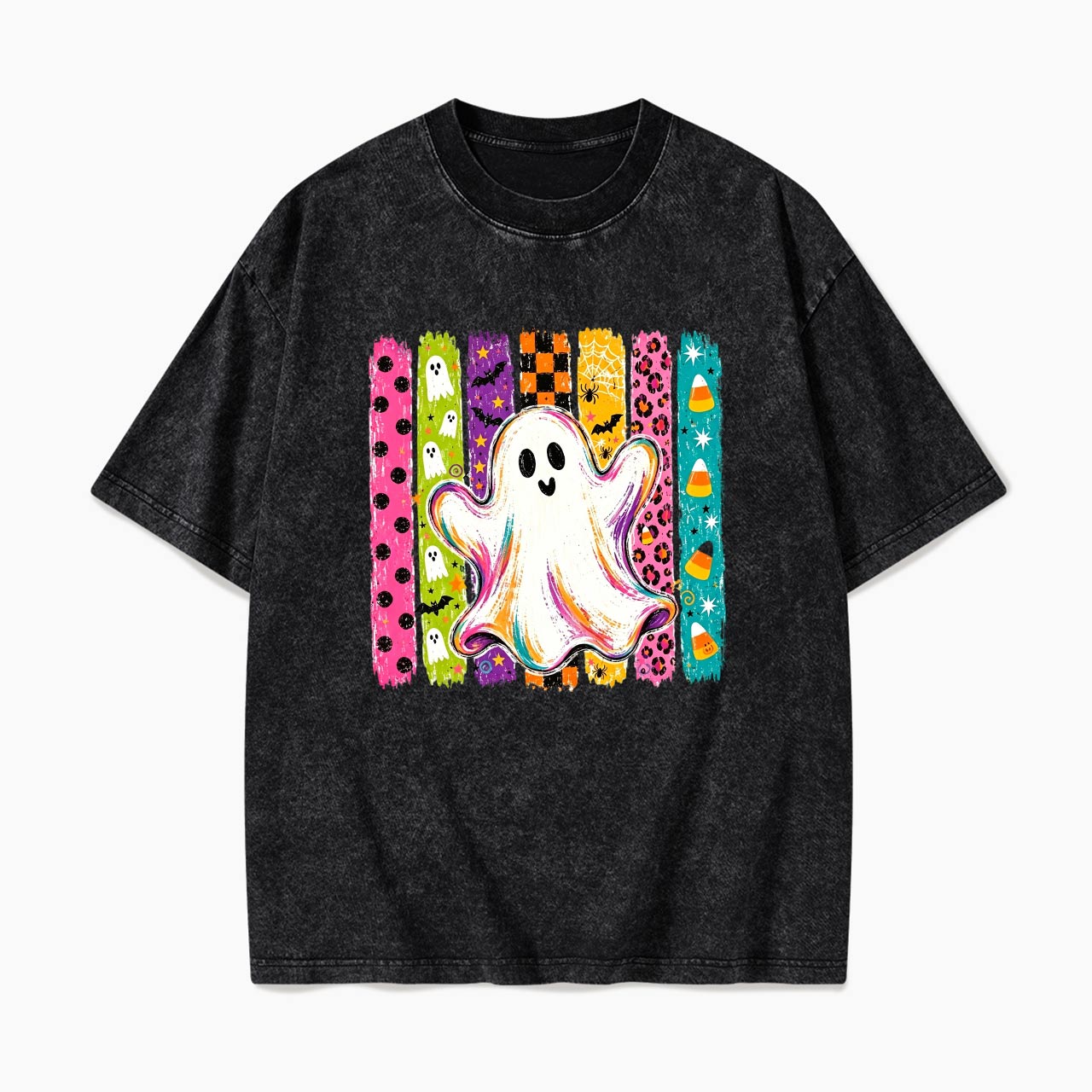 Rainbow Ghost Halloween Washed Tees