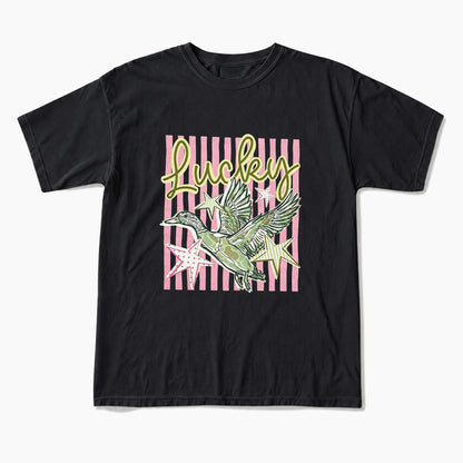 Flying Mallard Duck Lucky Striped T Shirts