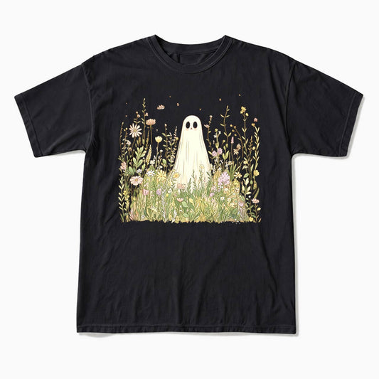 Cute Ghost with Wildflowers T Shirts