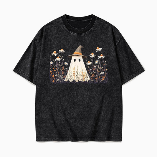Floral Ghost Halloween Washed Tees