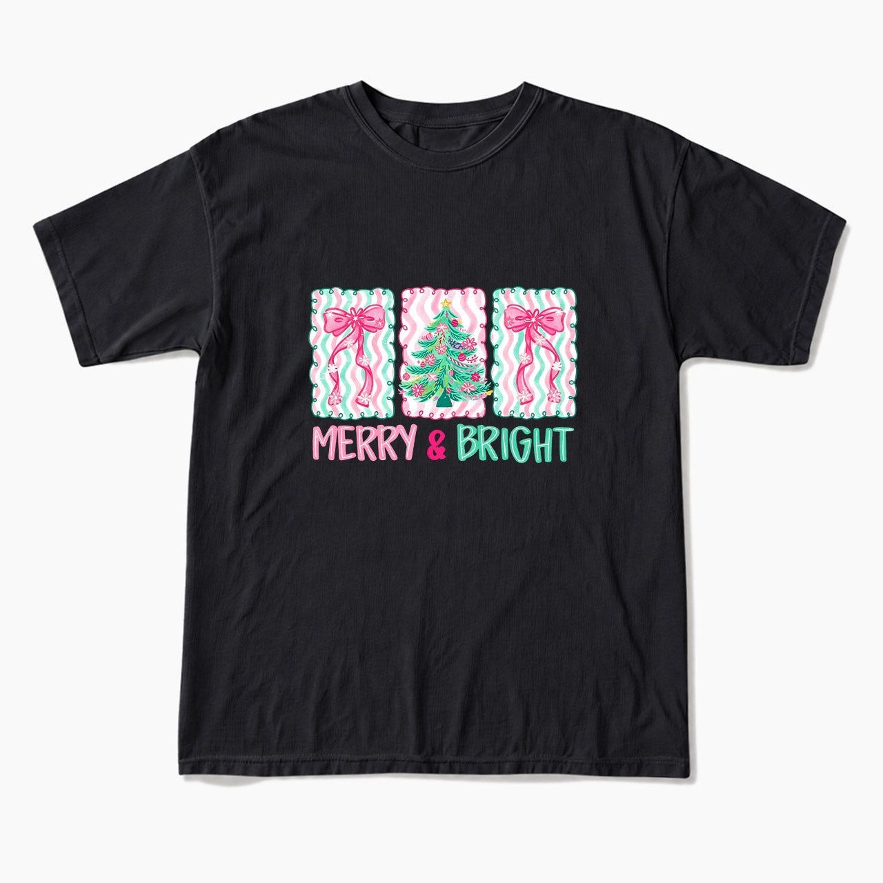 Merry Bright Floral Coquette Christmas T Shirts