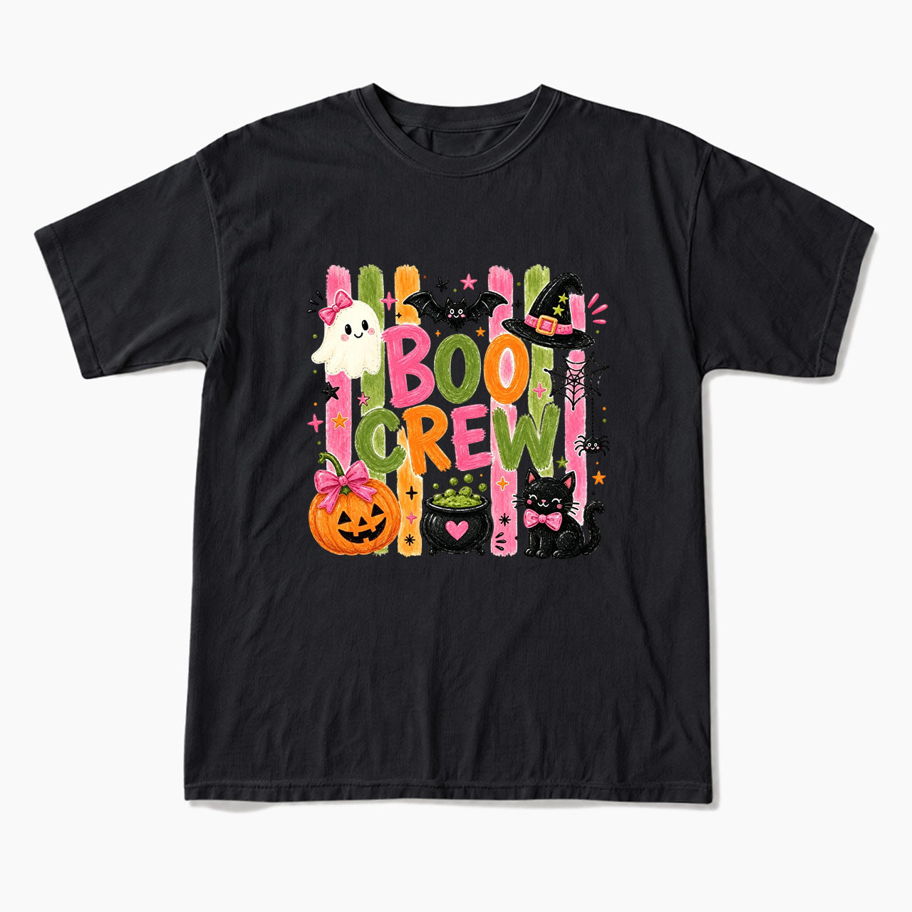 Striped Boo Crew Halloween T Shirts