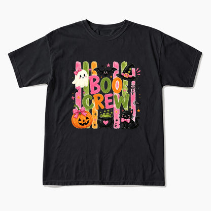 Striped Boo Crew Halloween T Shirts