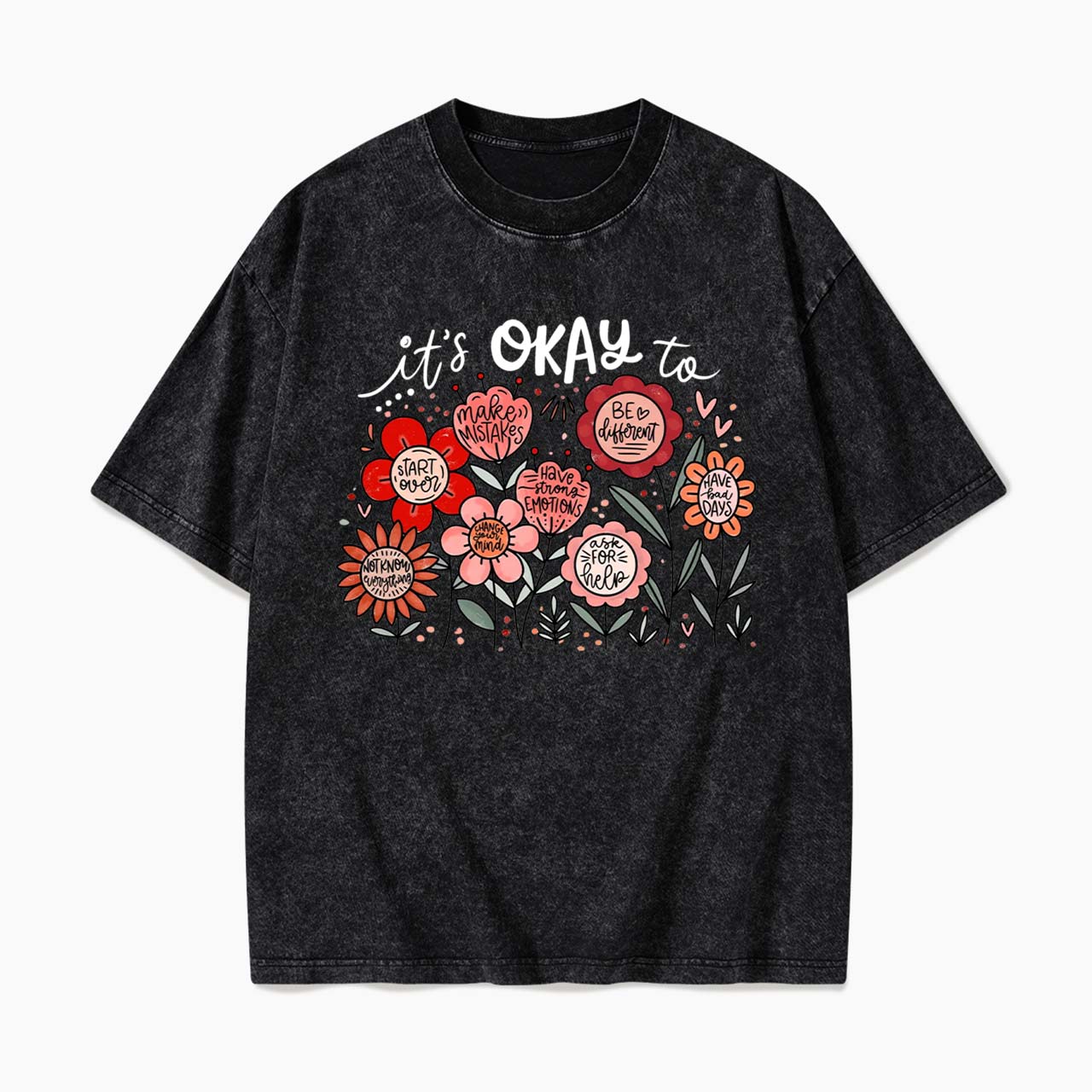 It's Okay to Boho Floral Washed Tees