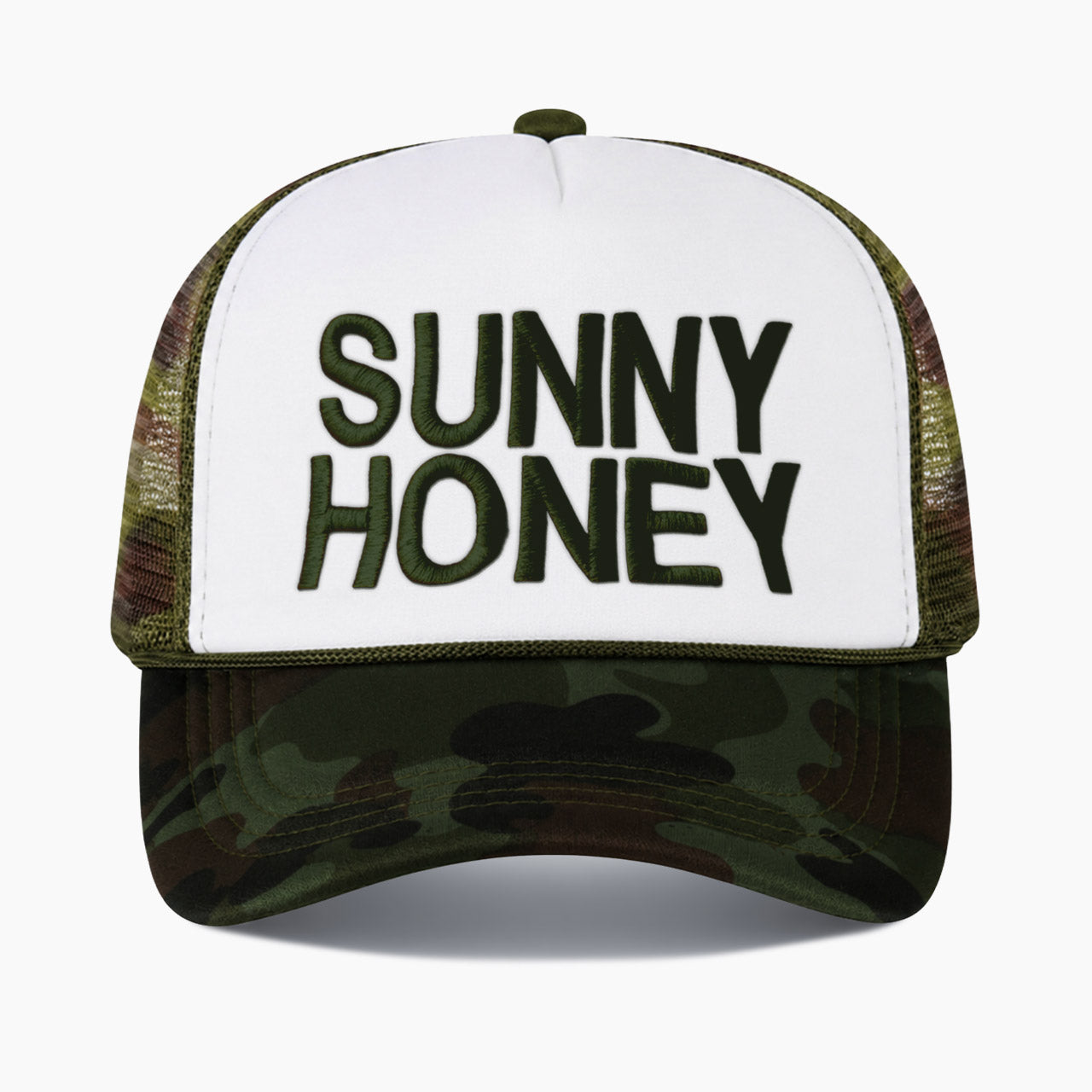 Embroidered Sunny Honey Colorblock Trucker Hat