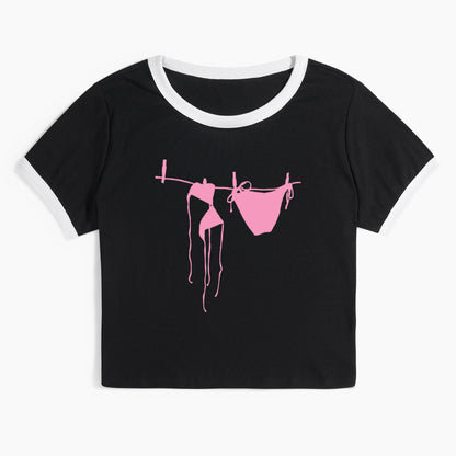 Pink Bikini Ringer Tee