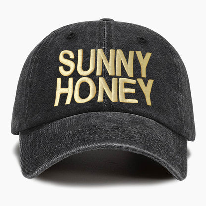 Embroidered Sunny Honey Washed Baseball Cap