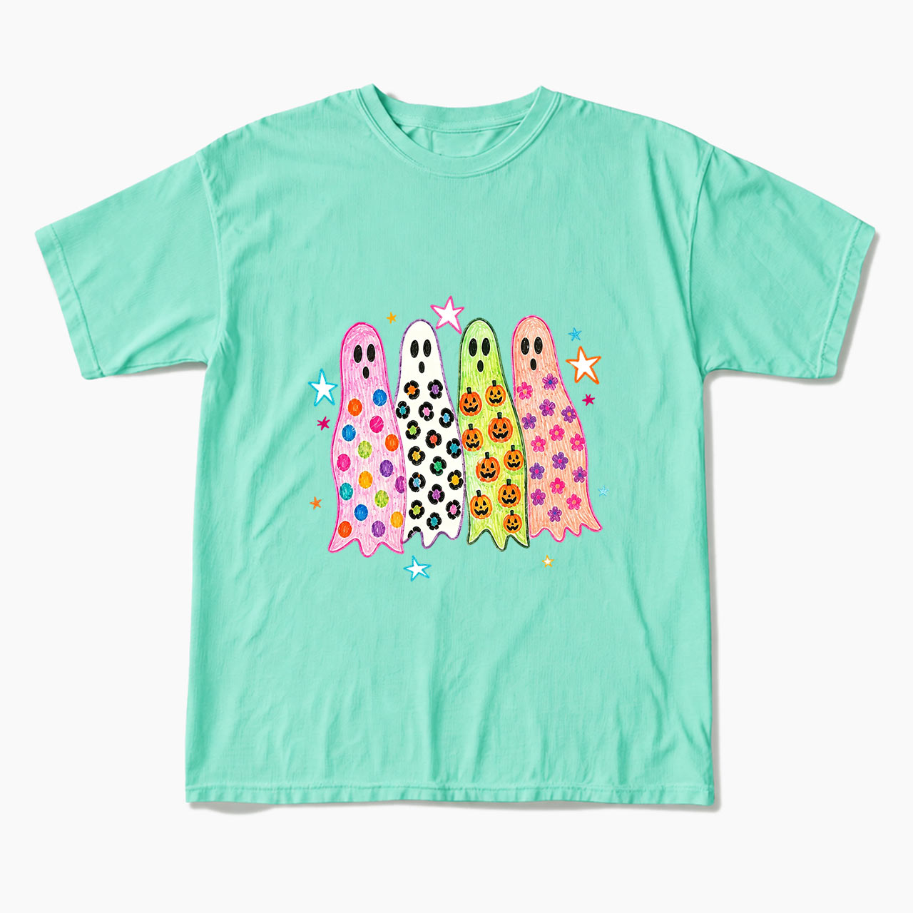 Colorful Leopard Ghost Halloween T Shirts