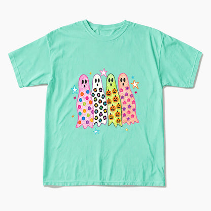 Colorful Leopard Ghost Halloween T Shirts