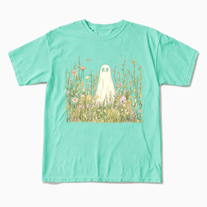 Cute Ghost with Wildflowers T Shirts