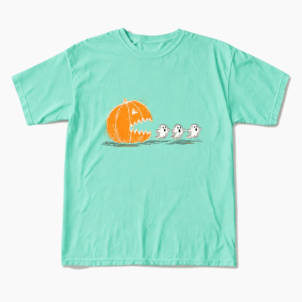 Pumpkin Chasing Ghost Halloween T Shirts