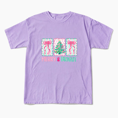 Merry Bright Floral Coquette Christmas T Shirts
