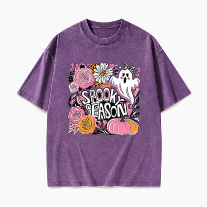 Pastel Ghost Spooky Season Halloween Washed Tees