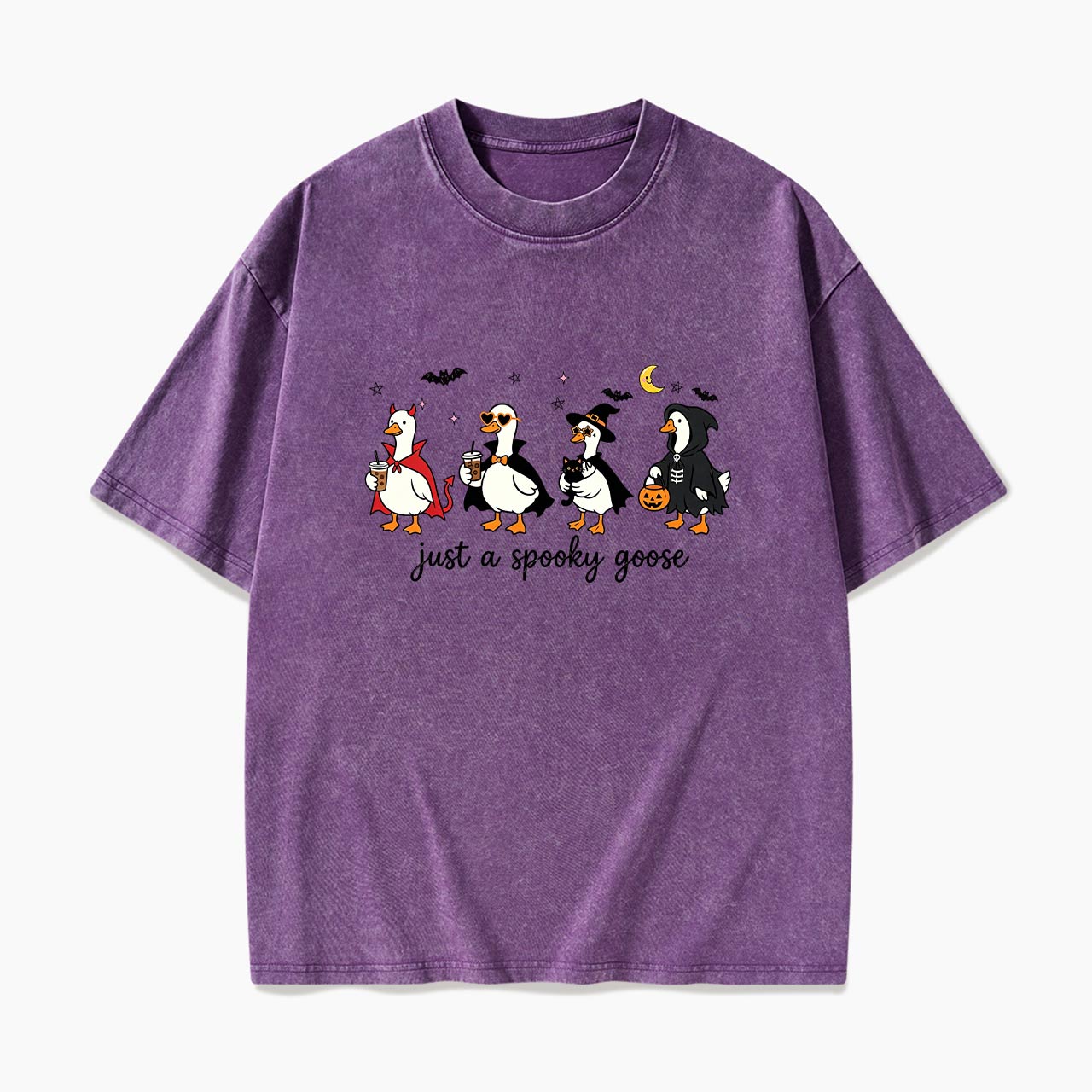 Just a Spooky Goose Halloween Washed Tees