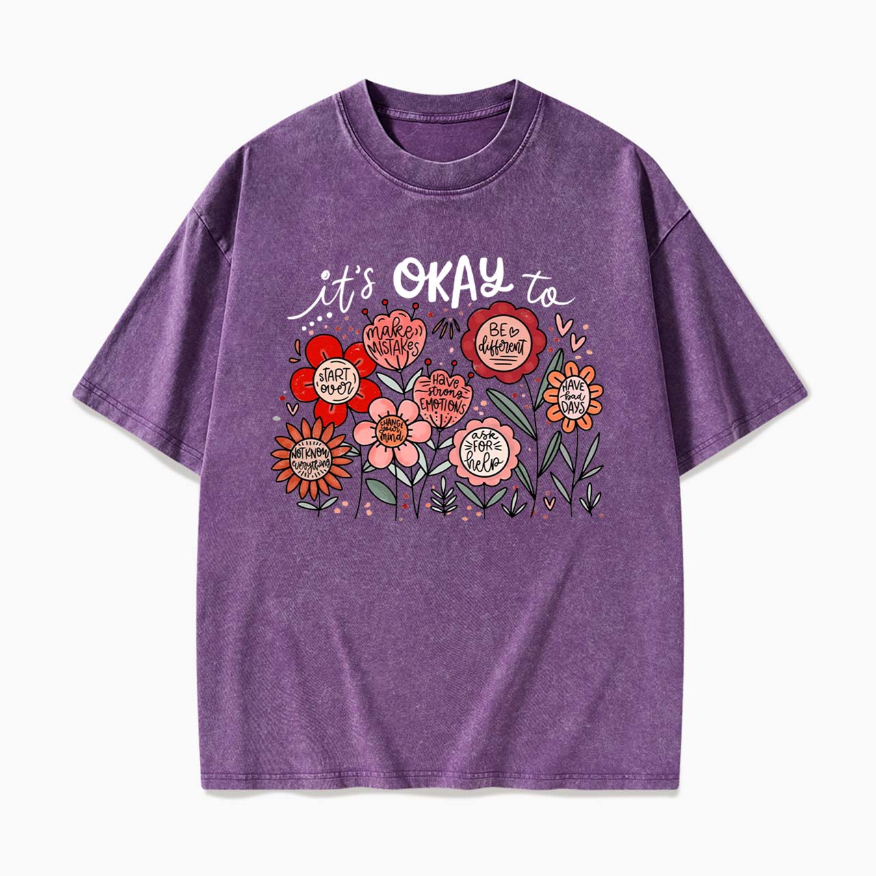 It's Okay to Boho Floral Washed Tees