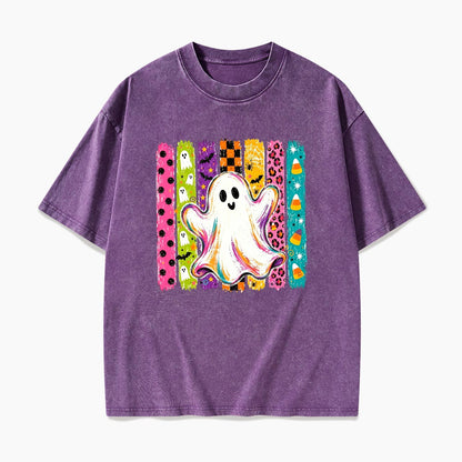 Rainbow Ghost Halloween Washed Tees