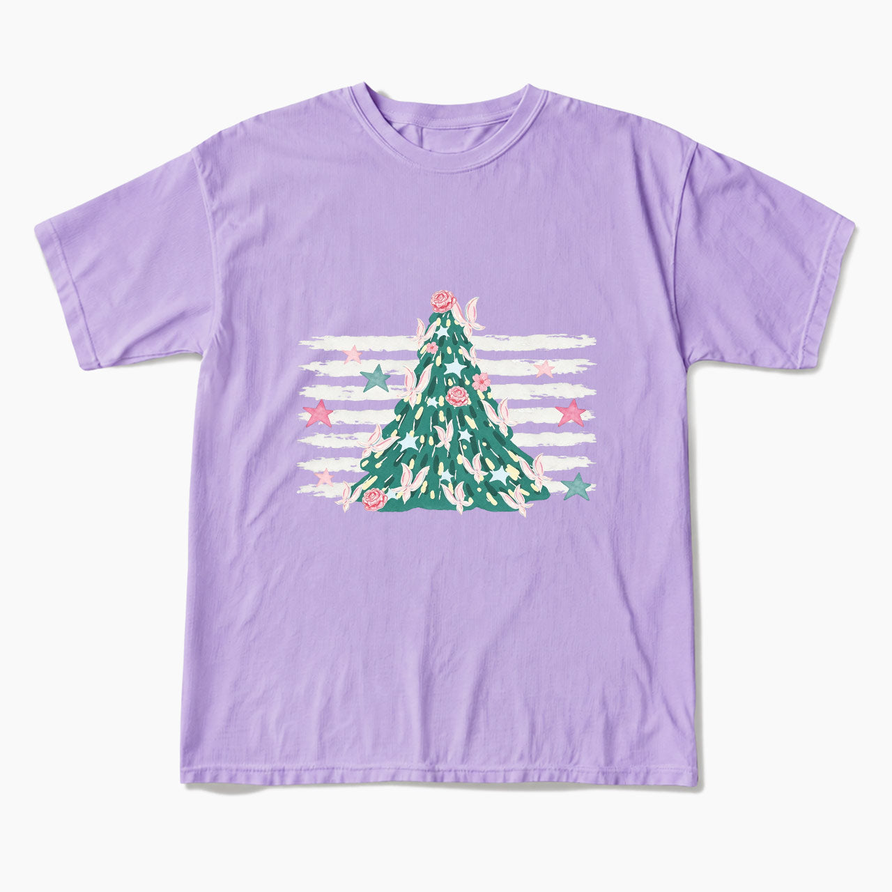 Pink Striped Christmas Tree Christmas T Shirts
