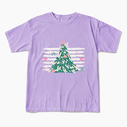 Pink Striped Christmas Tree Christmas T Shirts