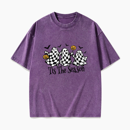 Ghosts Tis The Season Halloween Washed Tees
