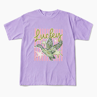 Flying Mallard Duck Lucky Striped T Shirts