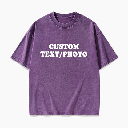 Custom Personalized Text Photo Washed Tees Jellypine