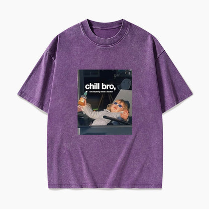 Chill Bro Not Everything Needs a Reaction Washed Tees