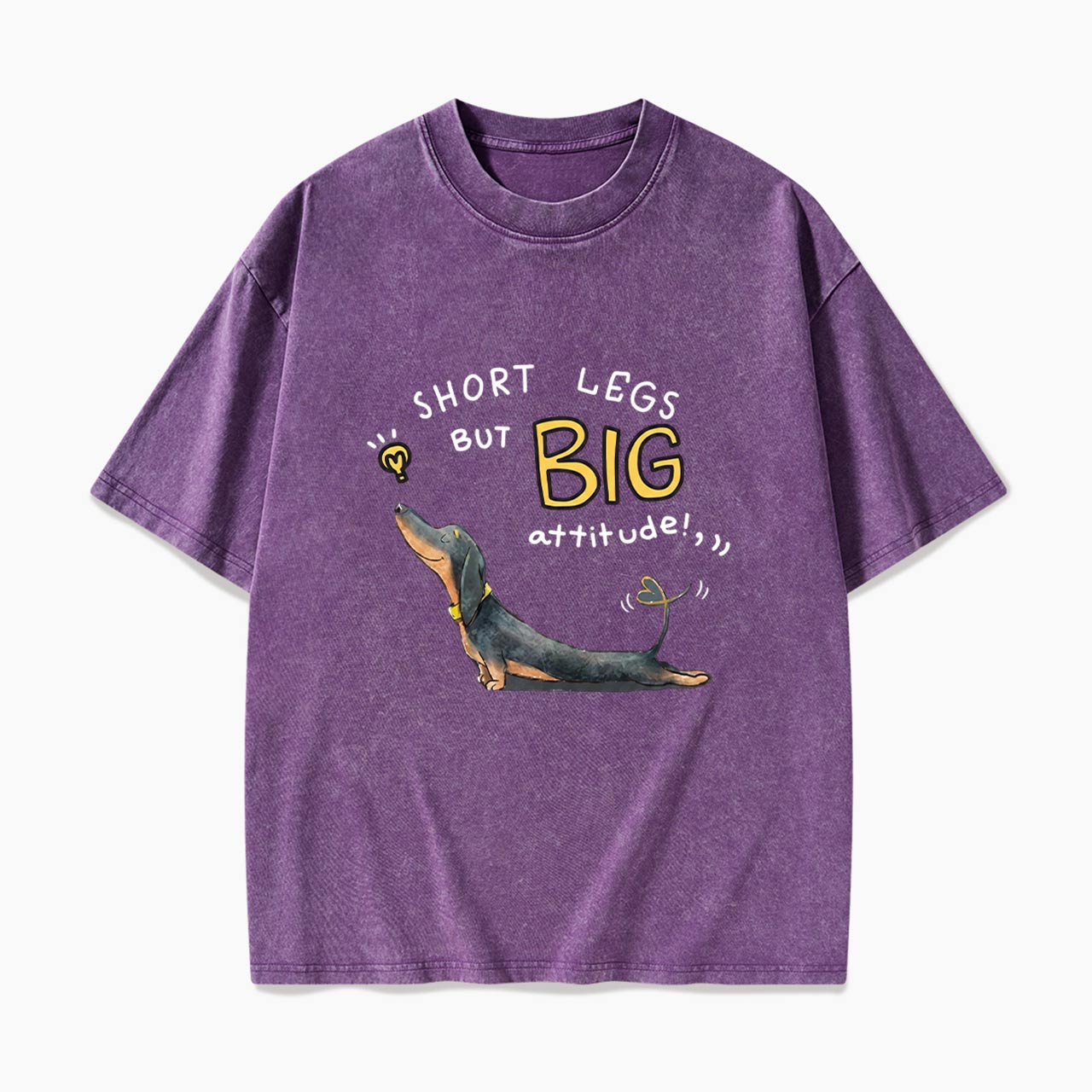 Short Legs But Big Attitude Wiener Dog Washed Tees