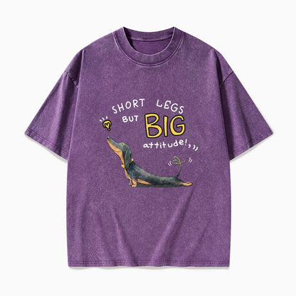 Short Legs But Big Attitude Wiener Dog Washed Tees