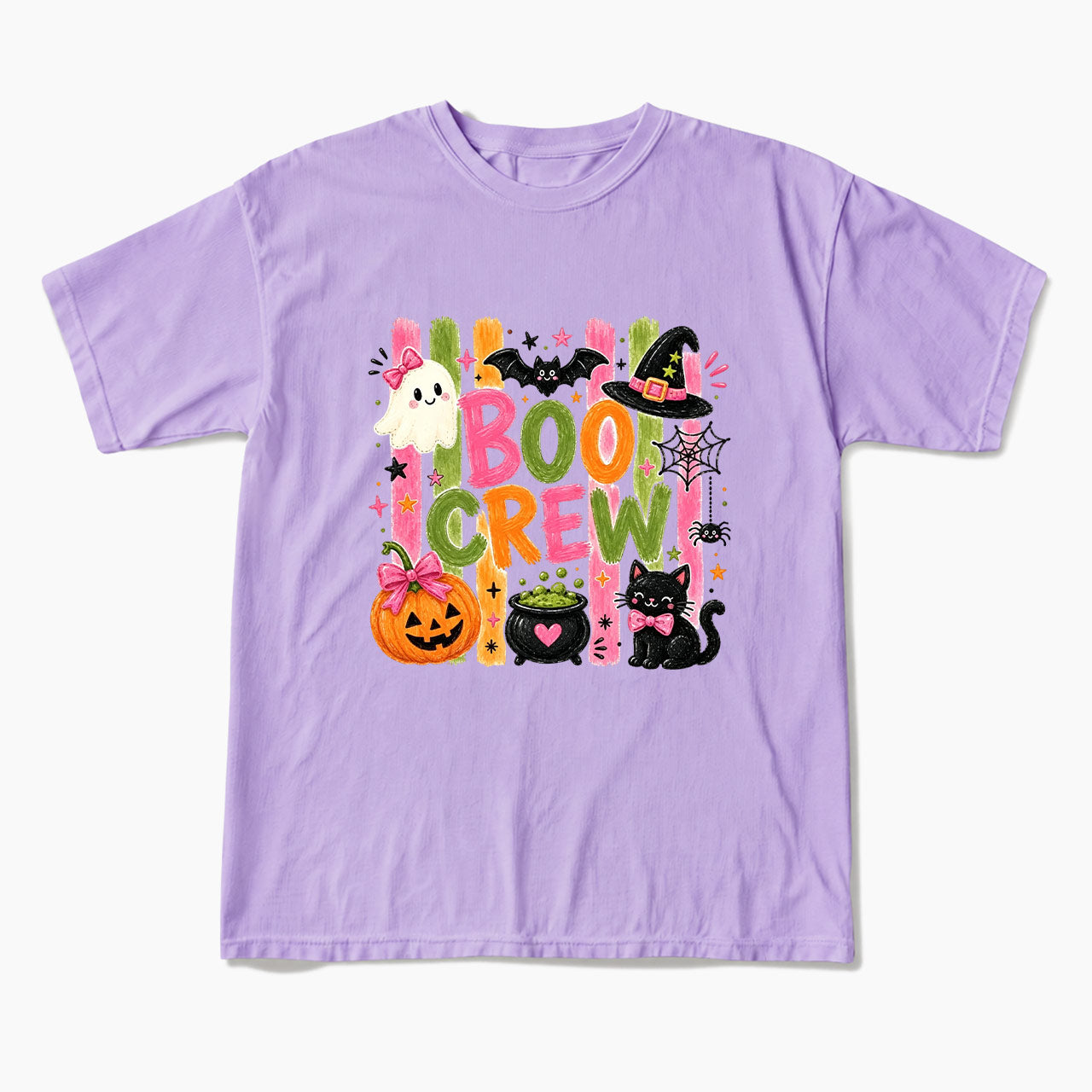 Striped Boo Crew Halloween T Shirts