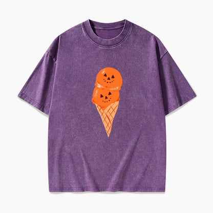 Pumpkin Spice Ice Cream Halloween Washed Tees
