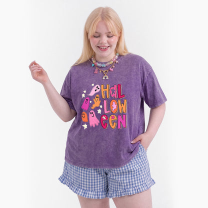 Ghost Doodle Halloween Washed Tees