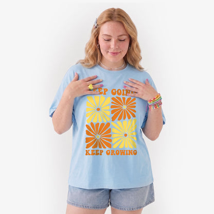 Retro Floral Keep Going Keep Growing T Shirts