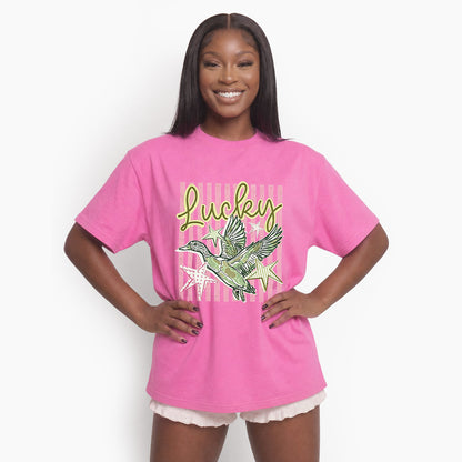 Flying Mallard Duck Lucky Striped T Shirts