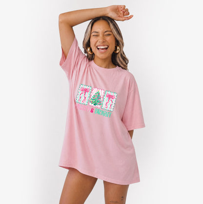 Merry Bright Floral Coquette Christmas T Shirts