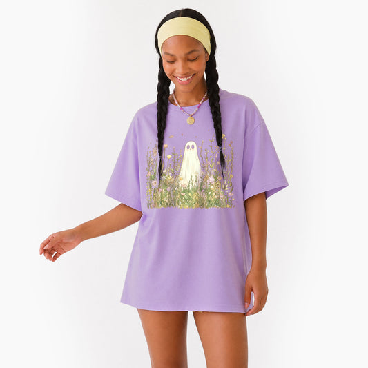 Cute Ghost with Wildflowers T Shirts
