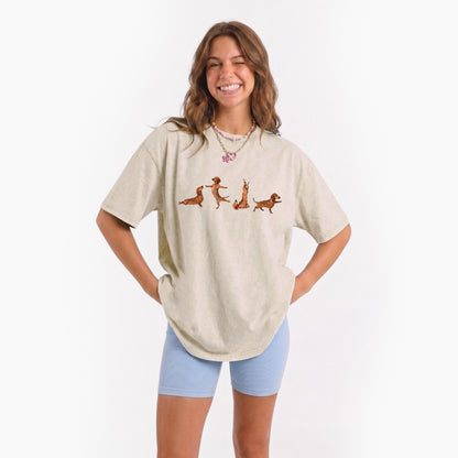 Yoga Dachshunds Washed Tees