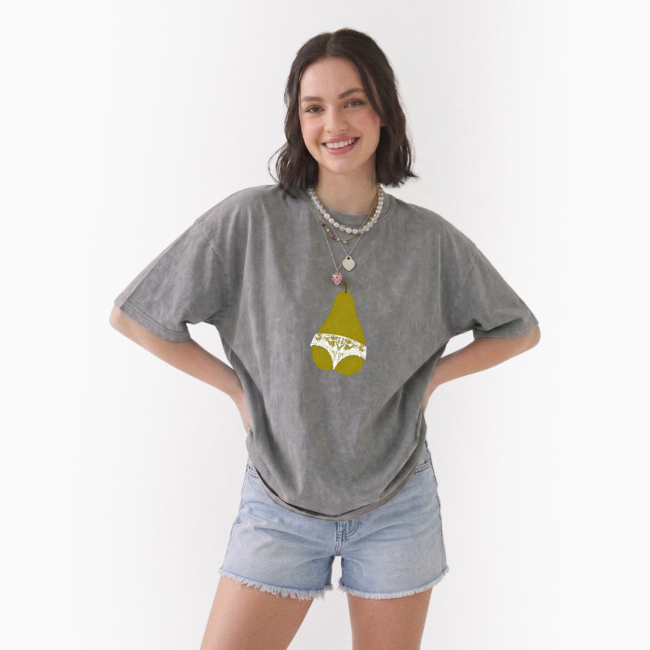 Pear Shaped And Proud Washed Tees