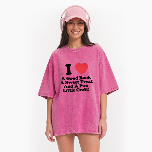 I Love Books Treats And Crafts Washed Tees