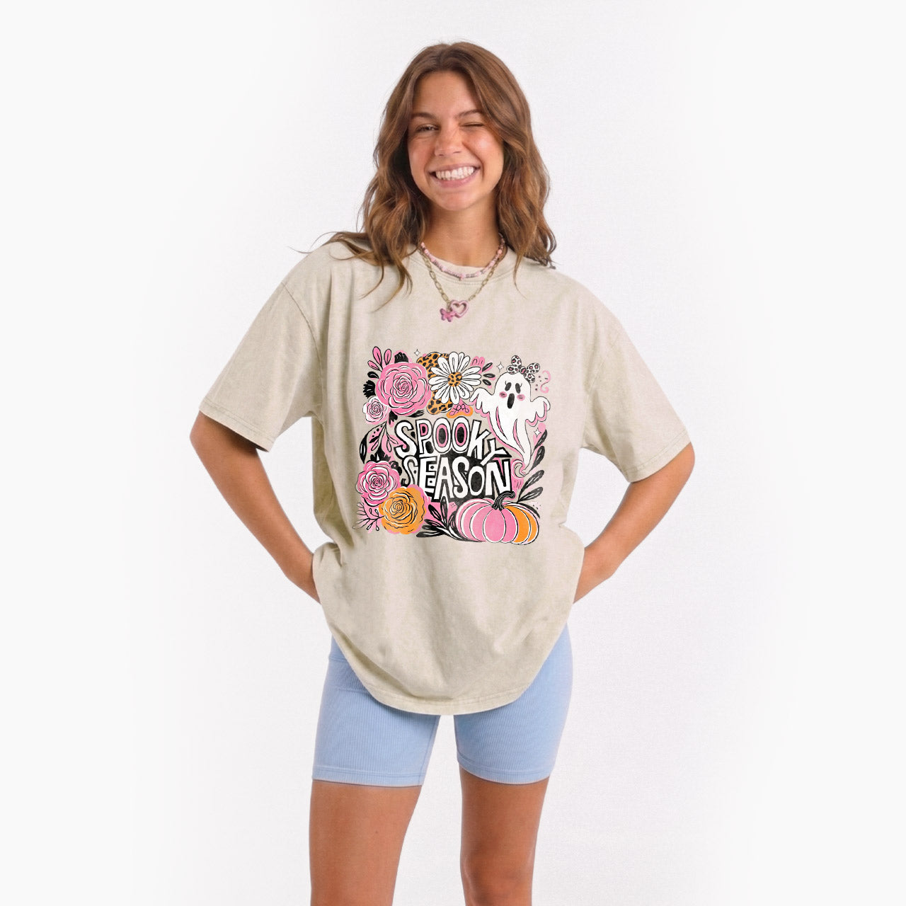 Pastel Ghost Spooky Season Halloween Washed Tees