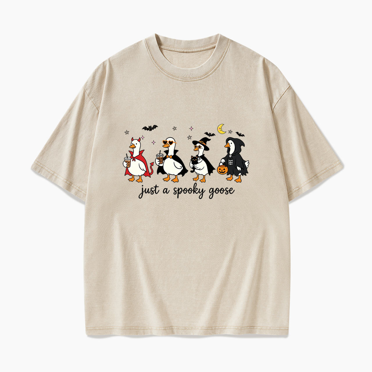 Just a Spooky Goose Halloween Washed Tees