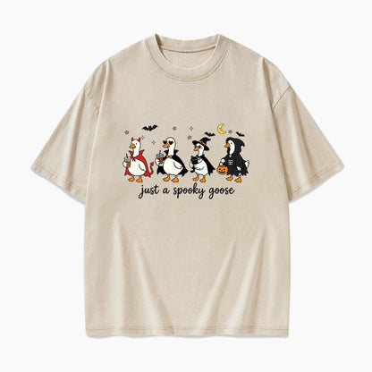 Just a Spooky Goose Halloween Washed Tees